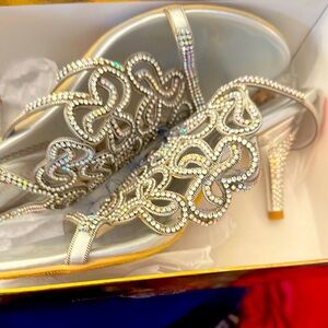 Elegant Silver Rhinestone Women's Heels